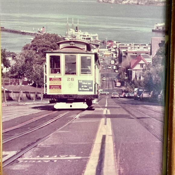 Vintage San Francisco Framed Photograph Trolley Car Alcatraz CA California - Picture 5 of 6